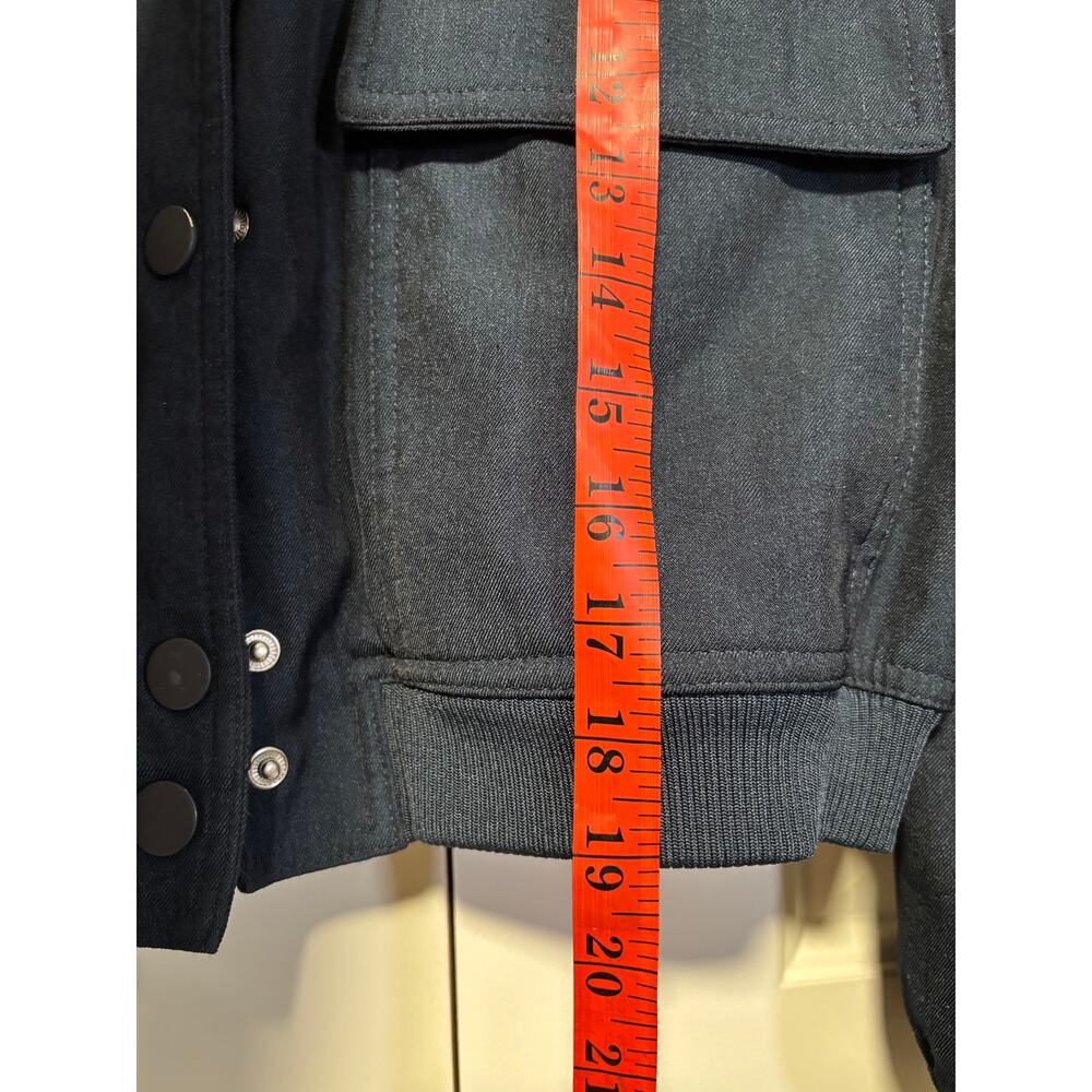 Navy Blue Cropped Bomber Jacket Size S - Picture 5 of 7